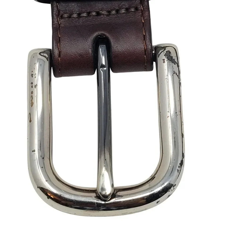 Vtg Brighton Mens Braided‎ Leather Belt 36 Brown Silver Buckle Weaved Country